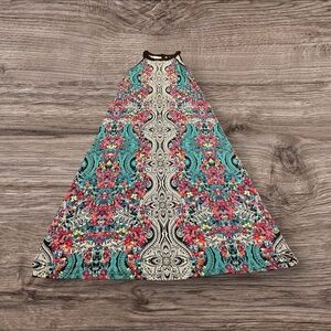 Nicole Miller Halter Style Boho Floral Maxi Dress Size Medium